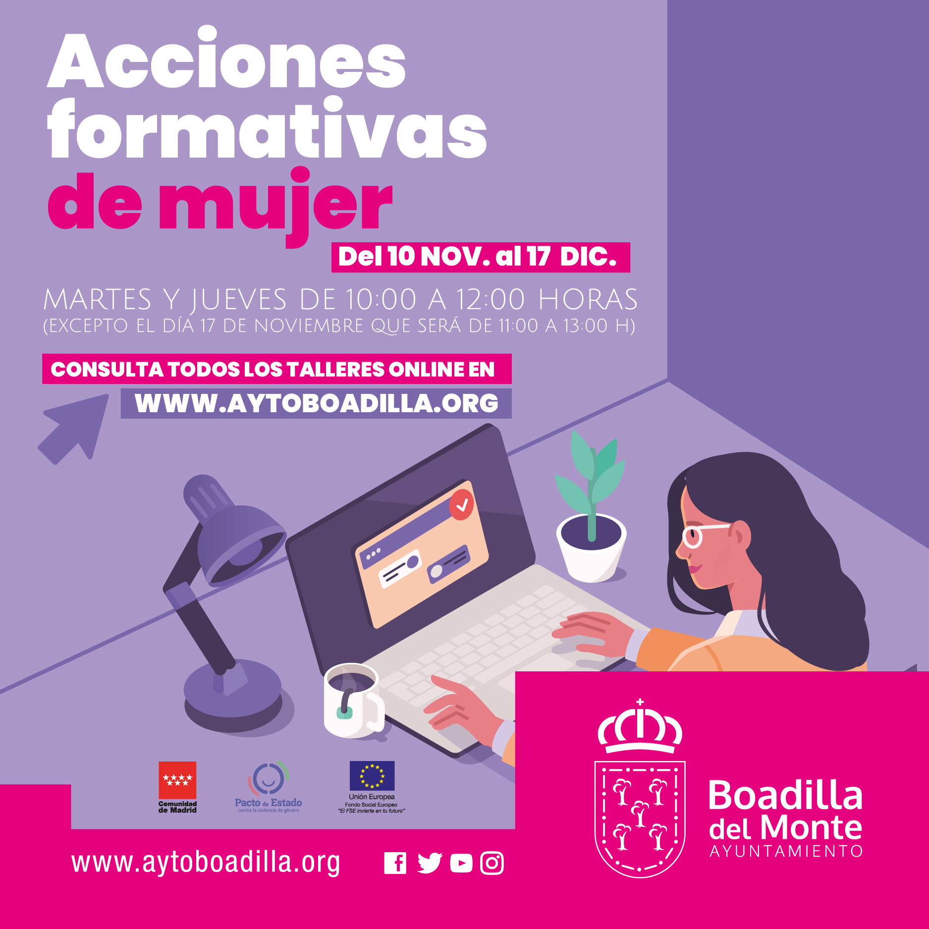 BOADILLA DEL MONTE. El Ayuntamiento organiza nuevos talleres online para mujeres sobre emprendimiento tiempos de COVID