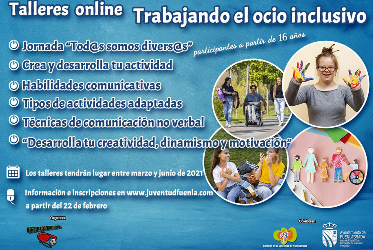 FUENLABRADA. El Ayuntamiento organiza talleres gratuitos online sobre ocio inclusivo dirigidos a jóvenes