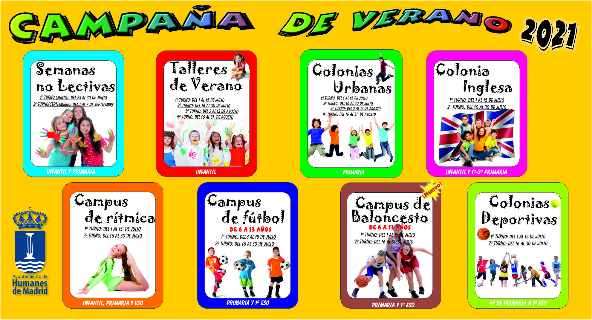 HUMANES DE MADRID. El Ayuntamiento oferta más de 900 plazas para las Colonias y Campamentos de verano