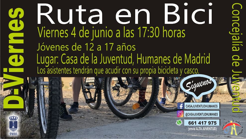 HUMANES DE MADRID. El Ayuntamiento organiza para hoy una ruta en bicicleta para los jóvenes de la localidad