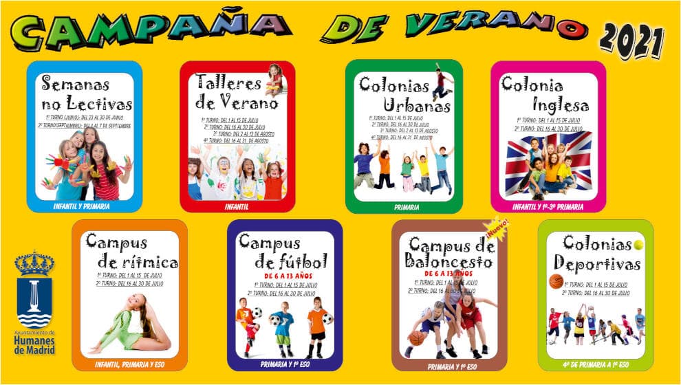 HUMANES DE MADRID. Se abre el plazo extraordinario para inscribirse en las Colonias y Campamentos de Verano 2021