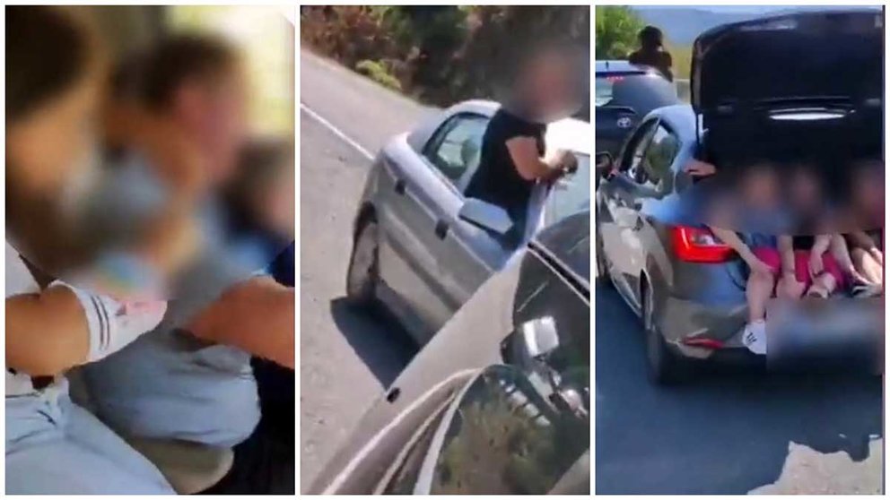 SALAMANCA. Dos conductores se graban circulando con los copilotos sentados en la ventanilla y un bebé entre las piernas